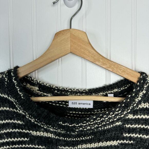 525 America Sweater XS Gray Black Cozy Warm Knit Chunky Long Sleeve Fall Casual - Picture 5 of 11